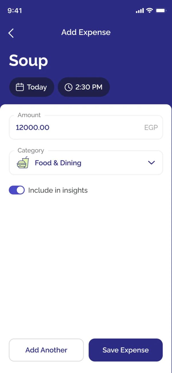The expense named Soup, already in Food and Dining
