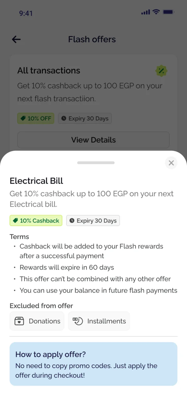 An offer's details and terms